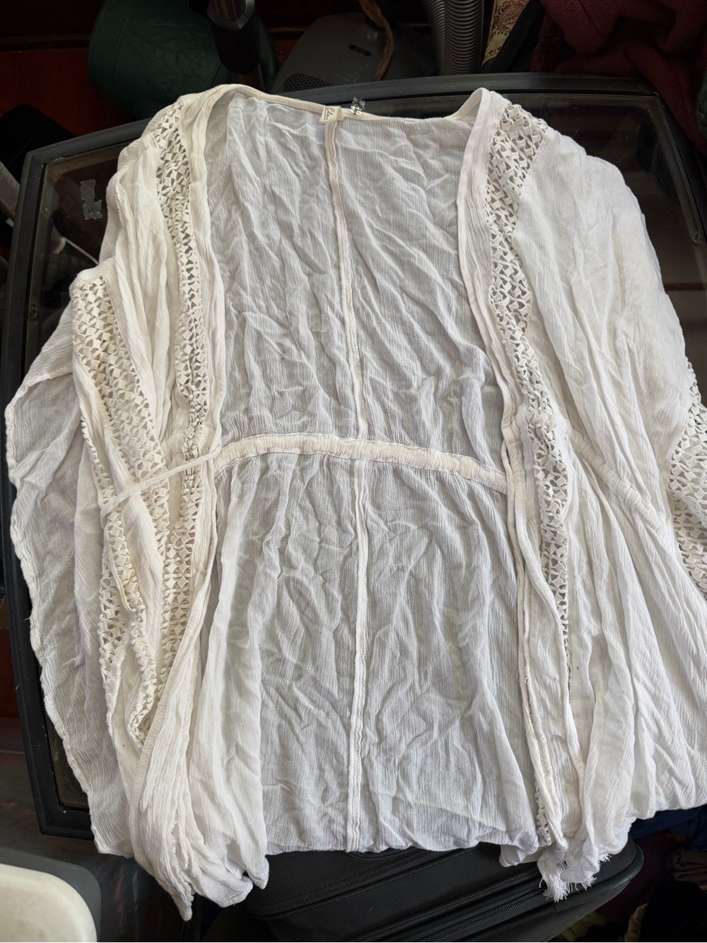 Elan White Crochet-Trim Boho Tunic